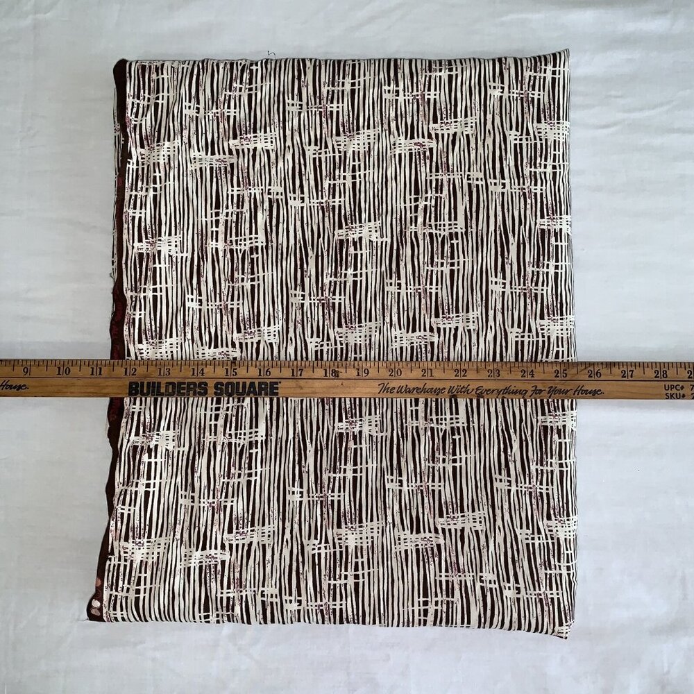 Vintage 90’s Brown Tan Stripe Fabric Cotton 2 5/8 Yards Width 56” Length 96” - Picture 4 of 6